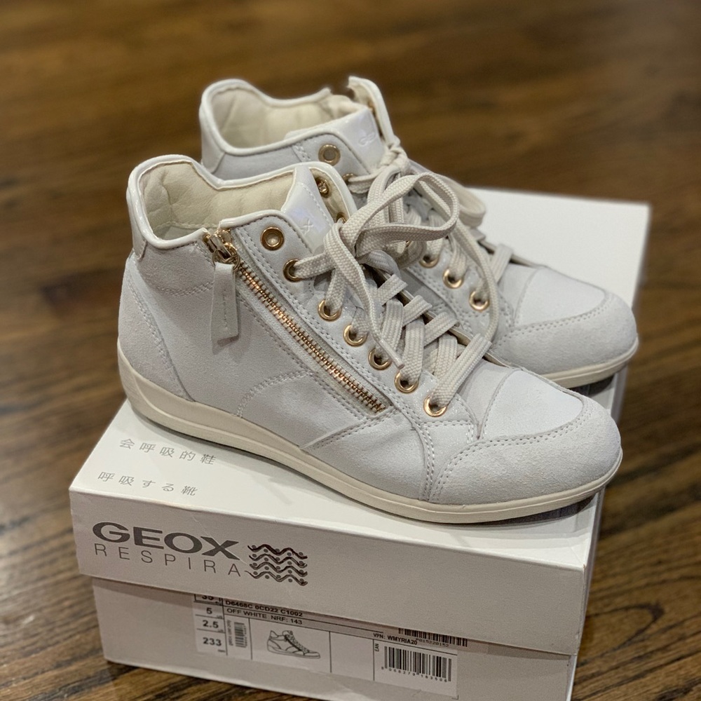 Good Condition Geox Myria High Top Sneakers Off White Women’s Size 5